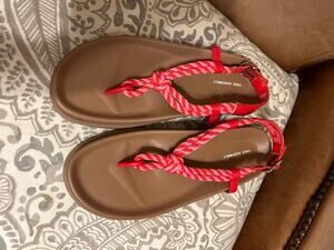 Free Assembly Rope Sandals Red Pink Braided Straps Women’s 9